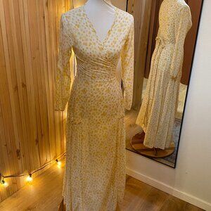 Flannel Australia 100% Cotton Yellow Wrap Dress Small